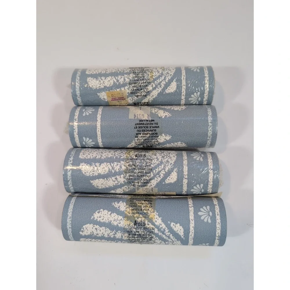 Beach Coastal Seashell Wallpaper Border Blue Gray White 15' L x 5 1/8